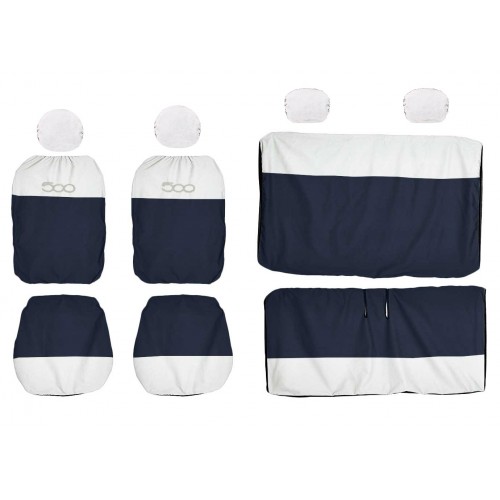 Coprisedili Auto Compatibili 500 Hybrid 2021 Airbag Compatibili Bianco Blu Scuro